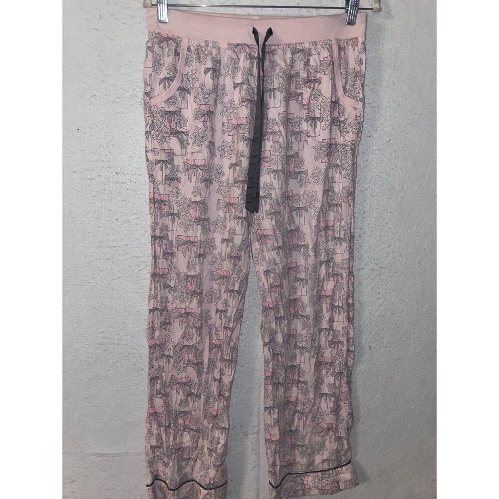 Victoria Secret Pajama Pants sz M flannel Women's Pink pockets bow gifts